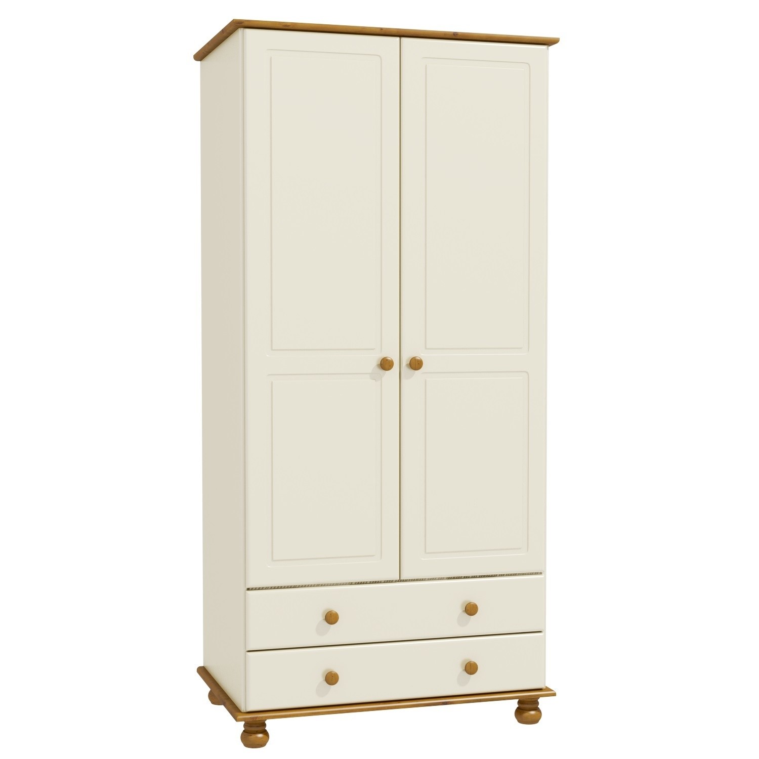 Read more about Cream and pine painted 2 door double wardrobe with drawers hamilton